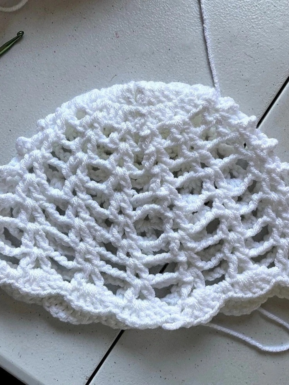 White Crochet Openwork Hat Like New
